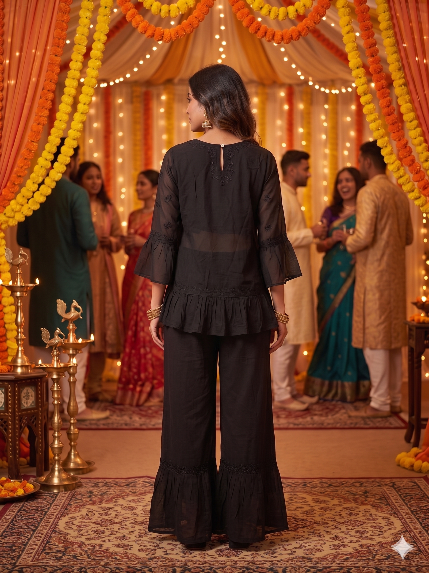 Chikankari Frill Co-Ord Set - SHILVIKA