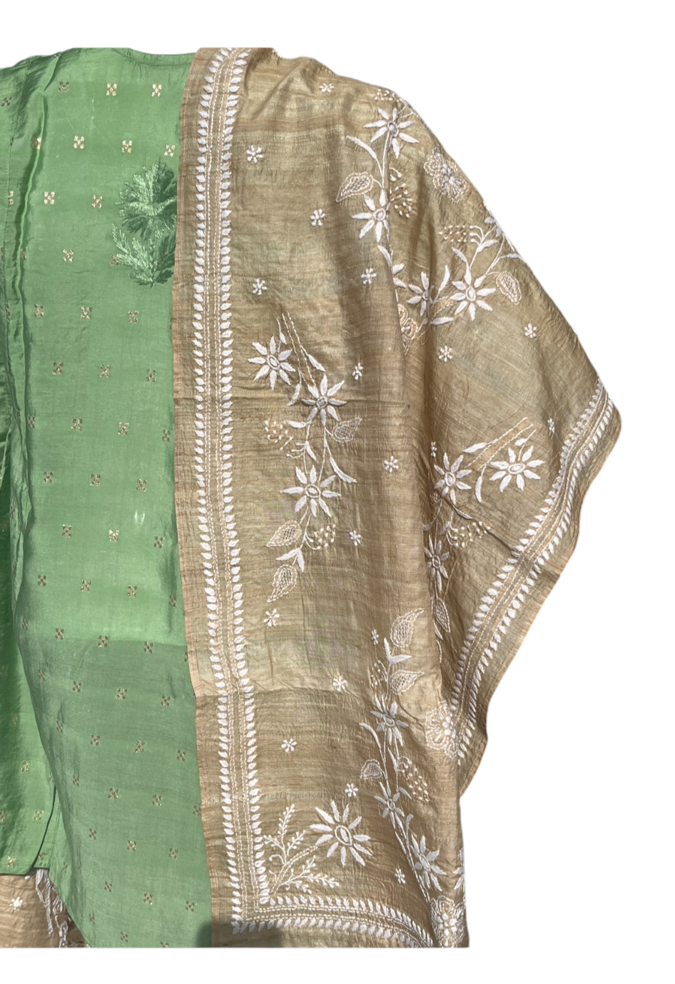 Chikankari Tusser Silk Stole - SHILVIKA