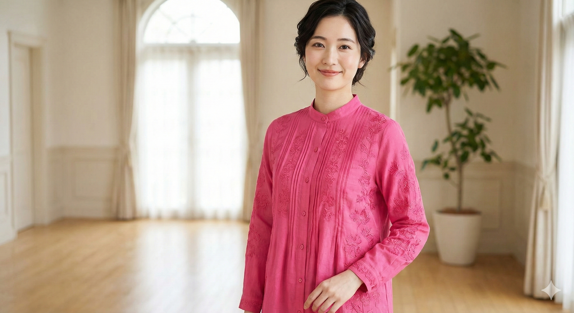 Chanderi Silk Top with Chikan Embroidery - Magenta - SHILVIKA