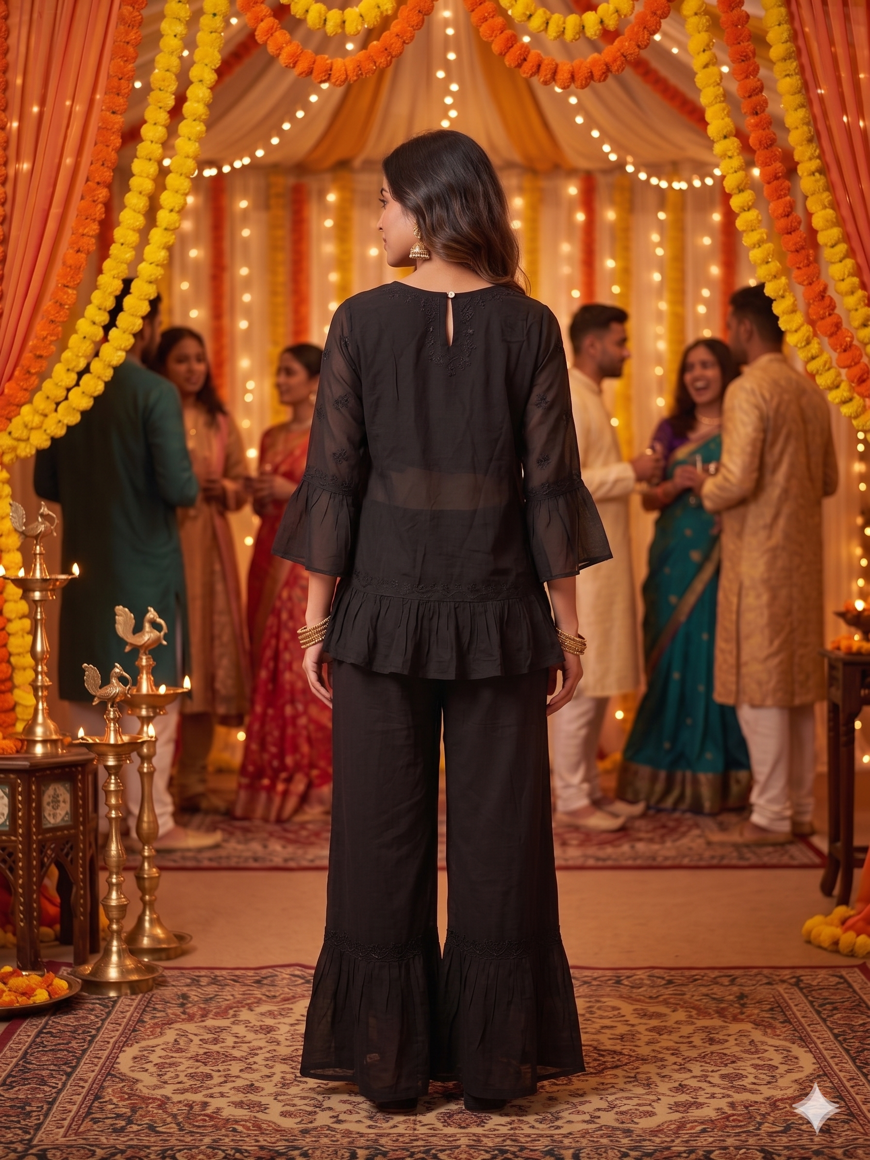 Chikankari Frill Co-Ord Set - SHILVIKA