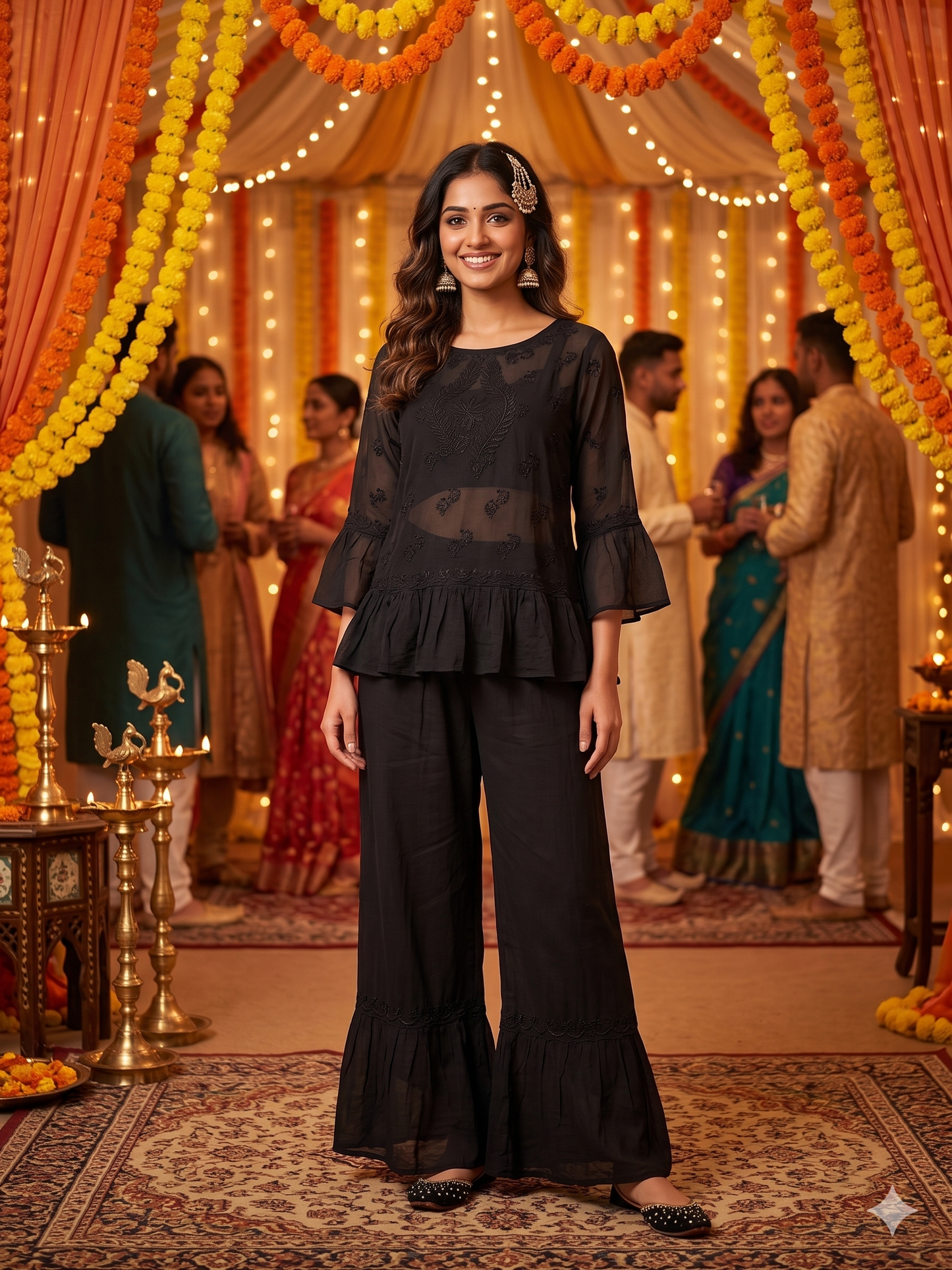 Chikankari Frill Co-Ord Set - SHILVIKA