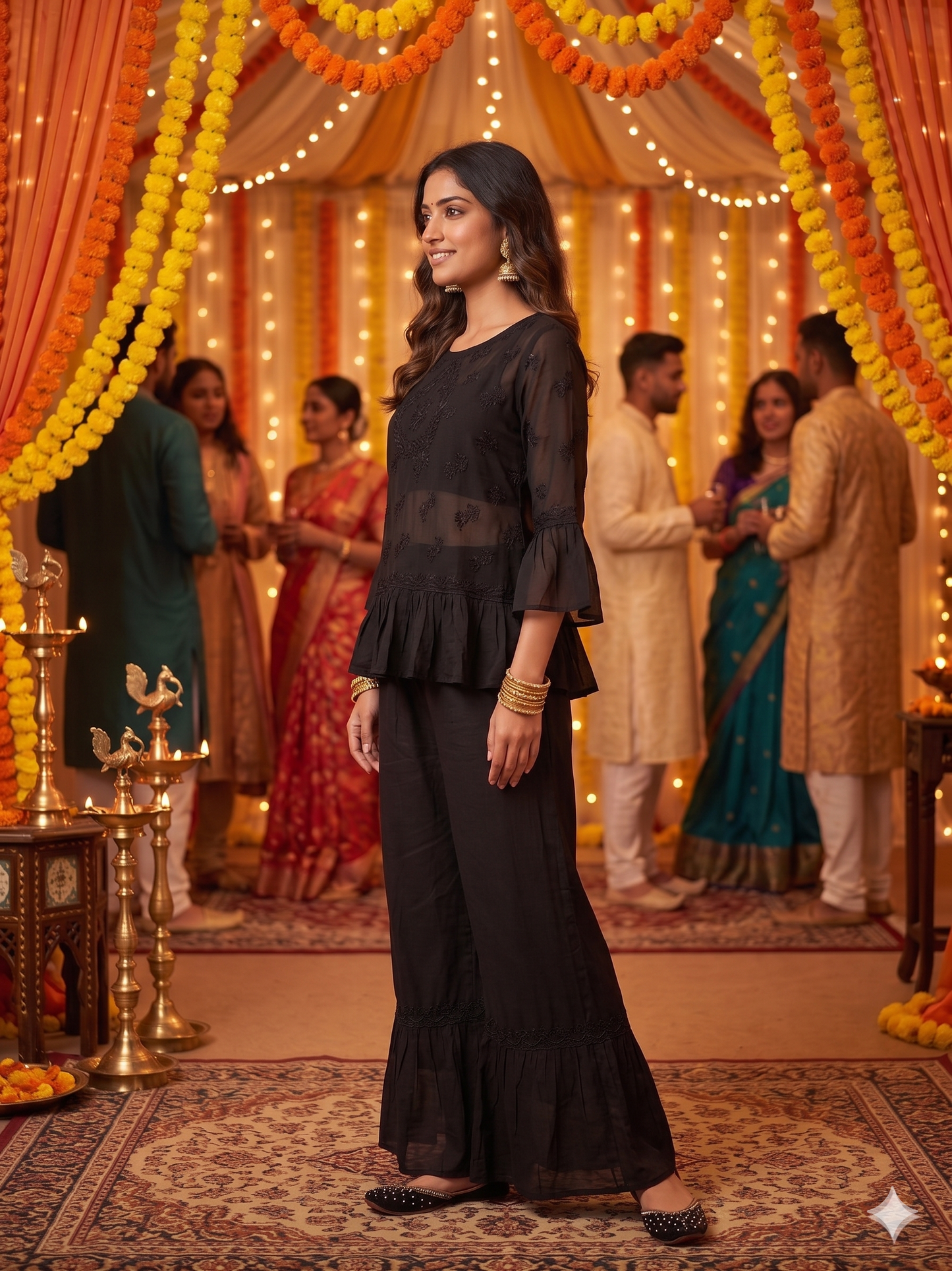 Chikankari Frill Co-Ord Set - SHILVIKA