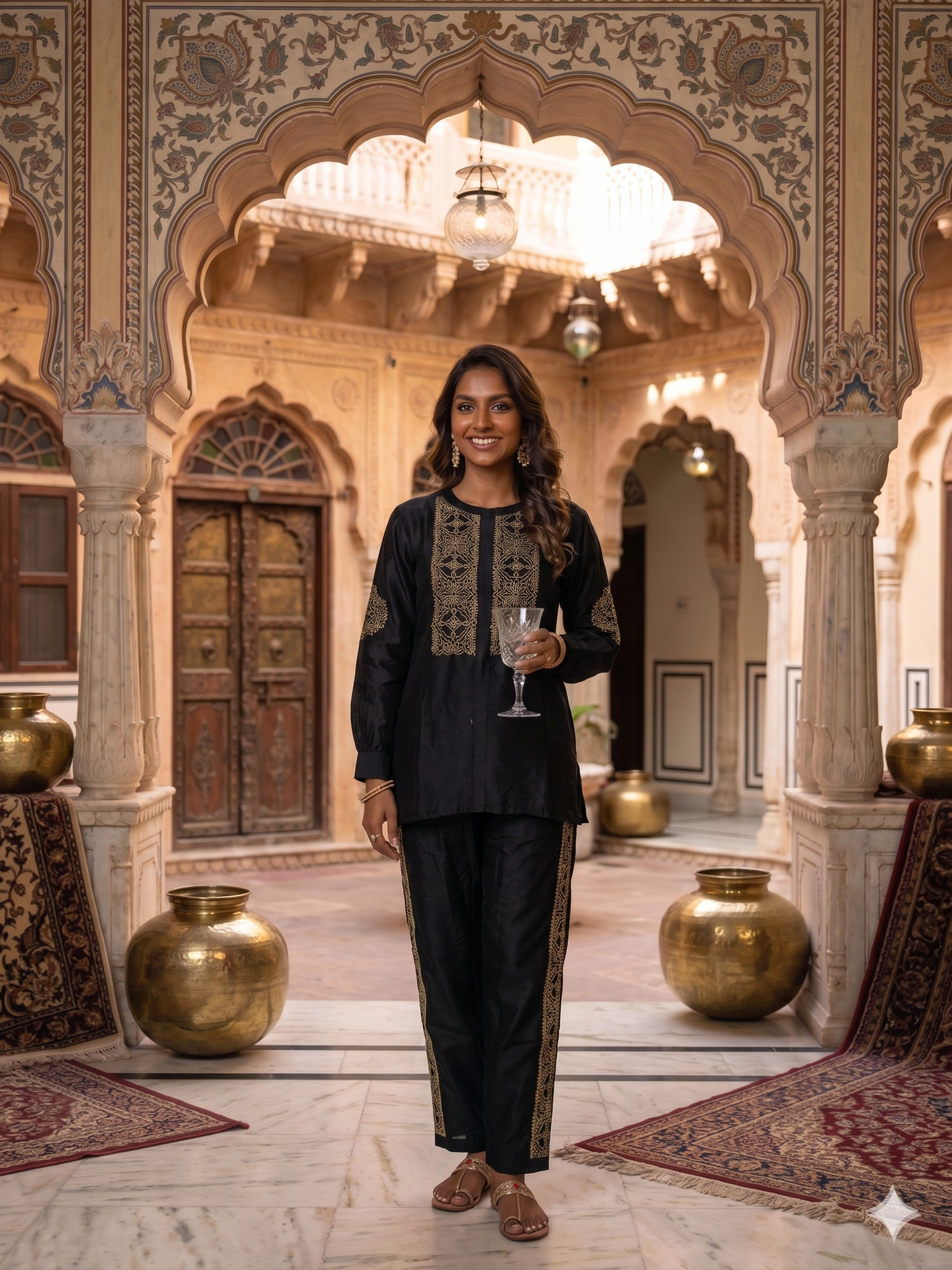 Black Chikankari co-ord set dress by SHILVIKA featuring intricate embroidery and a stylish fit.