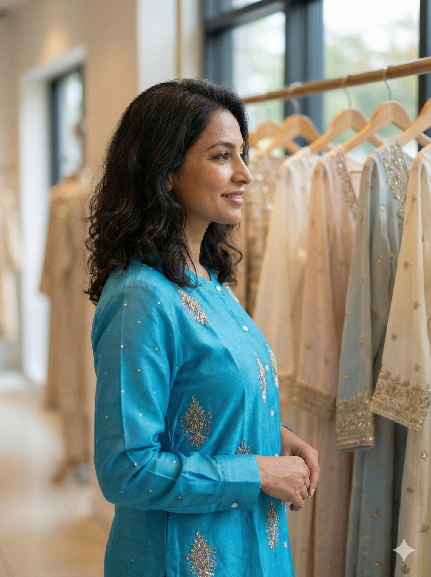 Pure Chanderi Silk Zardozi Shirt with Balda Work - Blue - SHILVIKA