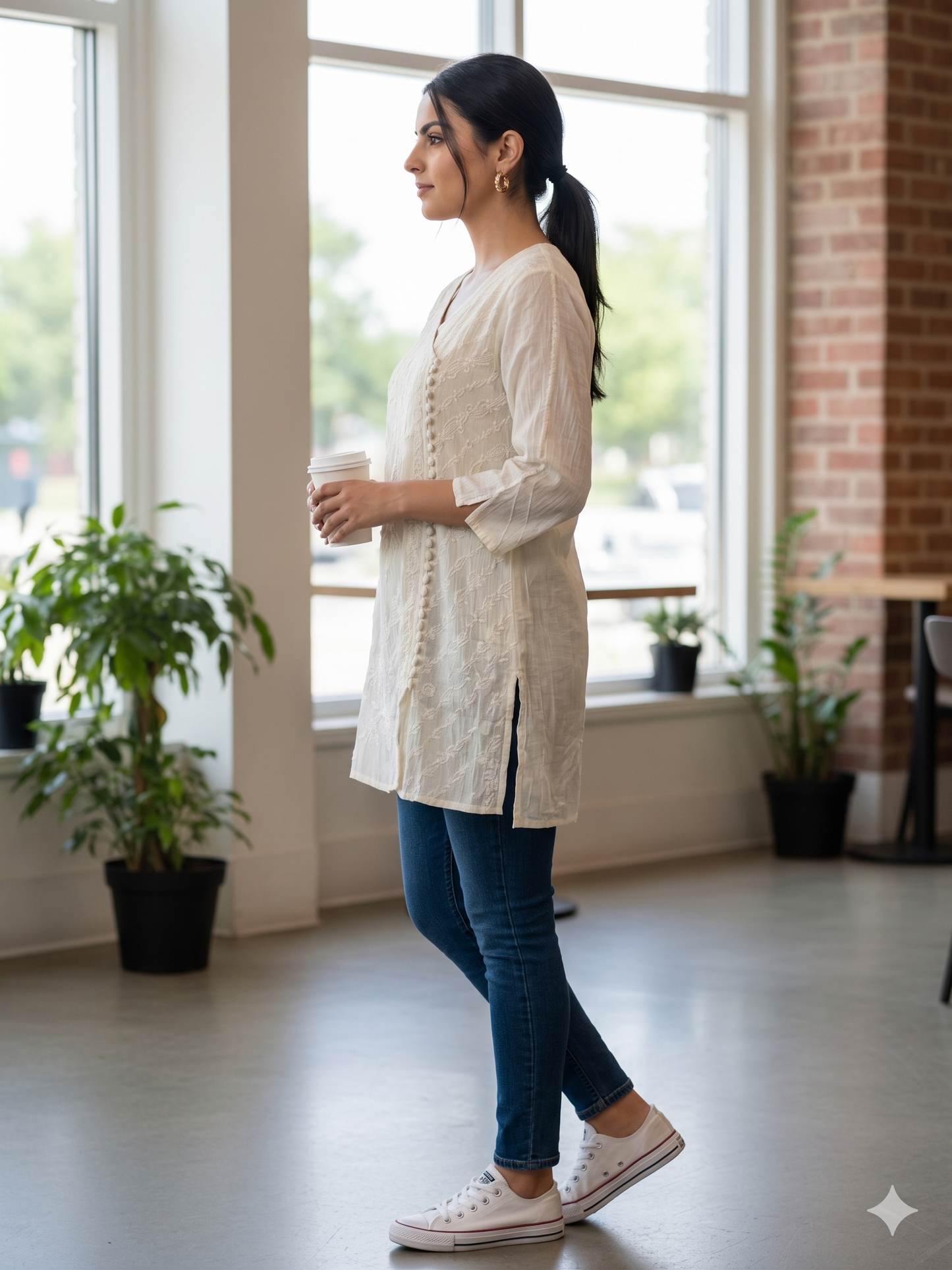 Mal Chanderi Chikankari Anarkali Top - SHILVIKA
