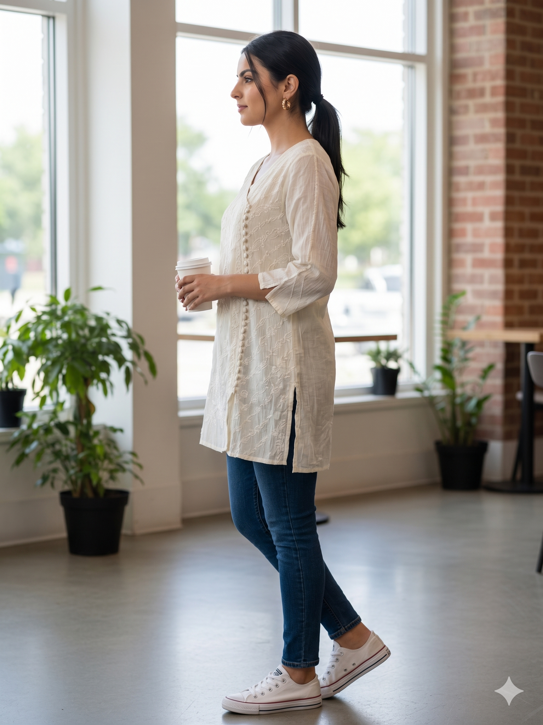 Mal Chanderi Chikankari Anarkali Top - SHILVIKA