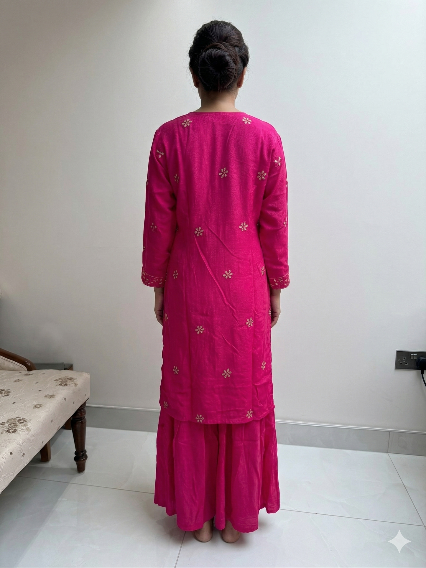 Pure Silk Georgette Kurta Gharara with Dupatta - Magenta - SHILVIKA