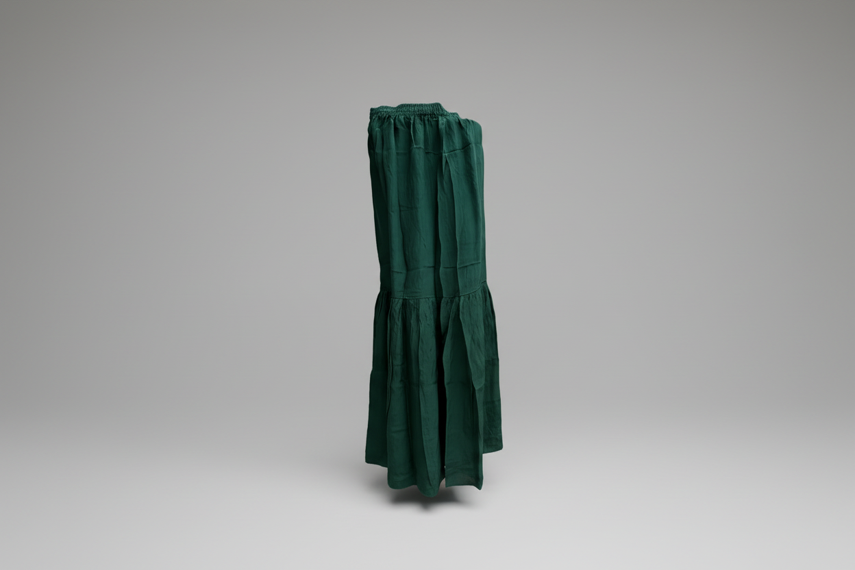 Pure Silk Georgette Kurta Gharara with Dupatta - Bottle Green - SHILVIKA