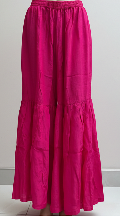 Pure Silk Georgette Kurta Gharara with Dupatta - Magenta - SHILVIKA