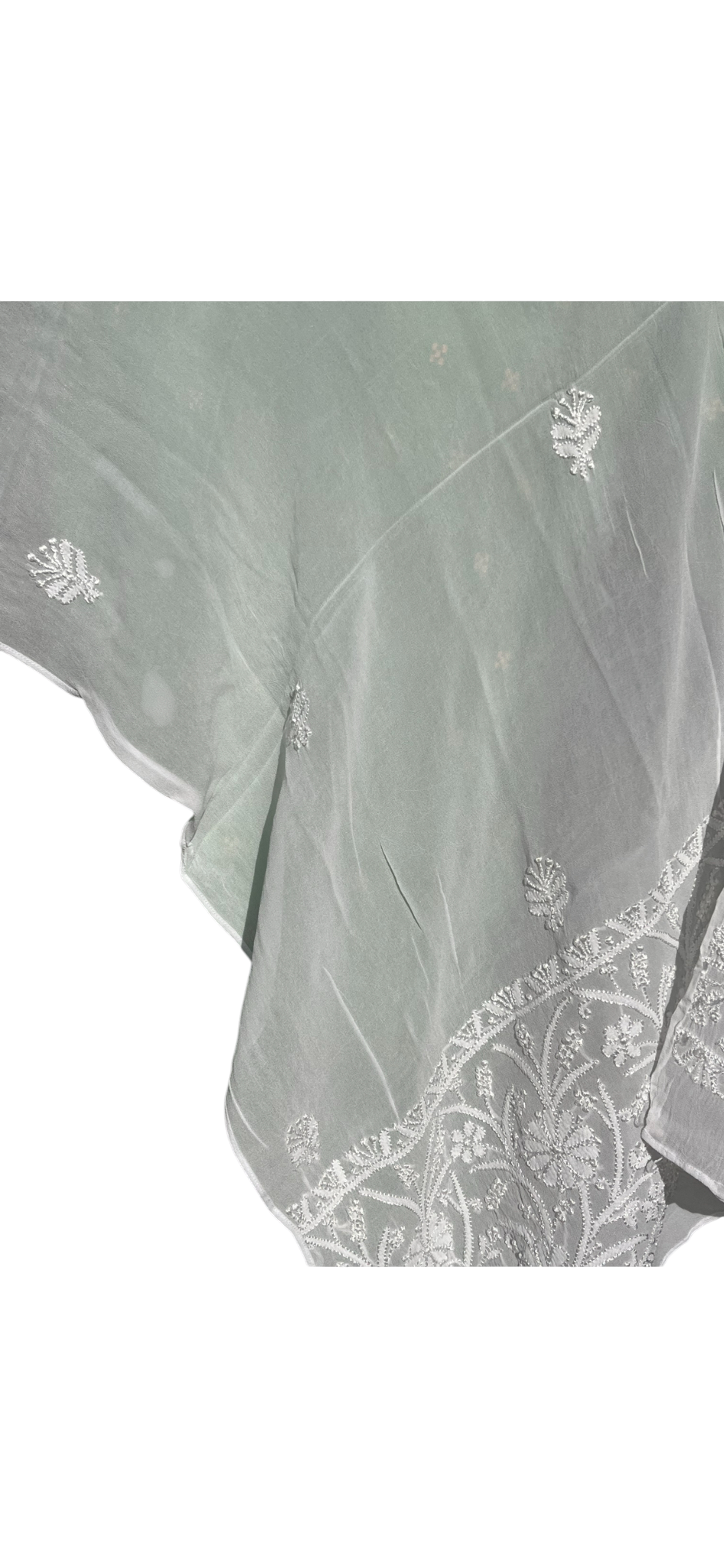 White Chikankari Georgette Silk Stole - SHILVIKA