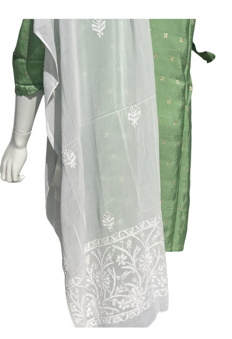 White Chikankari Georgette Silk Stole - SHILVIKA