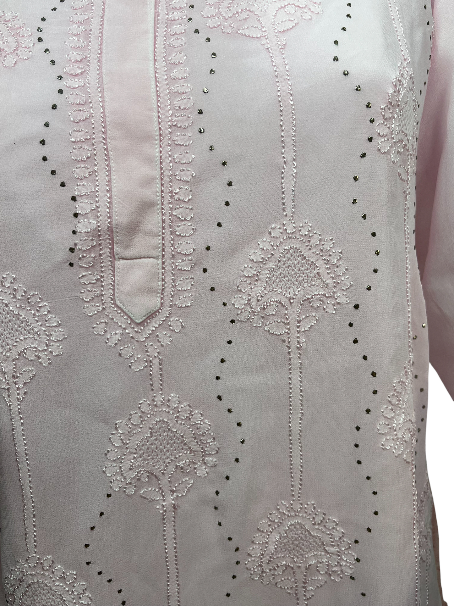 Pink Chikankari Kurta with Mukaish, Jali & Lace Details - SHILVIKA