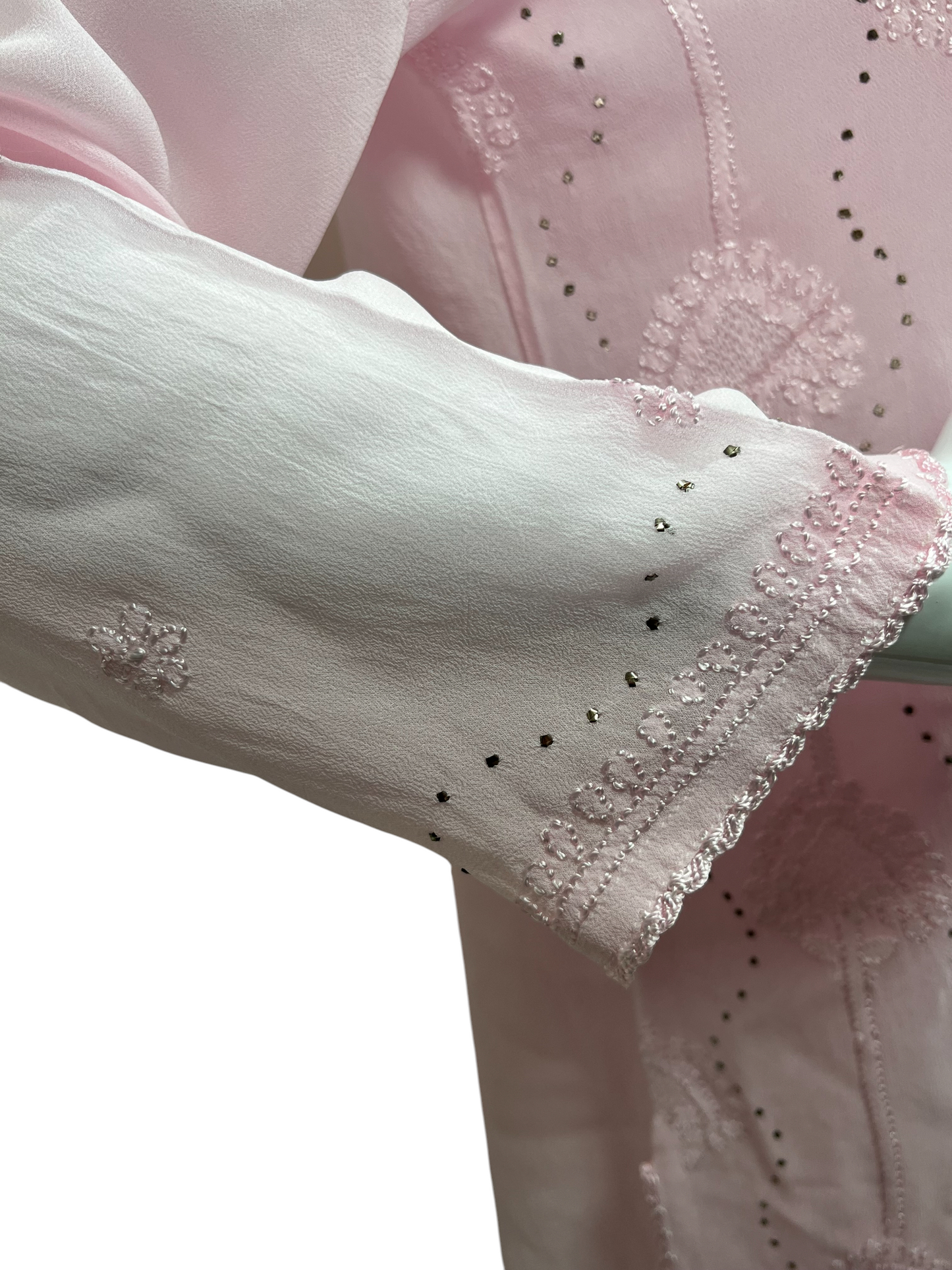 Pink Chikankari Kurta with Mukaish, Jali & Lace Details - SHILVIKA