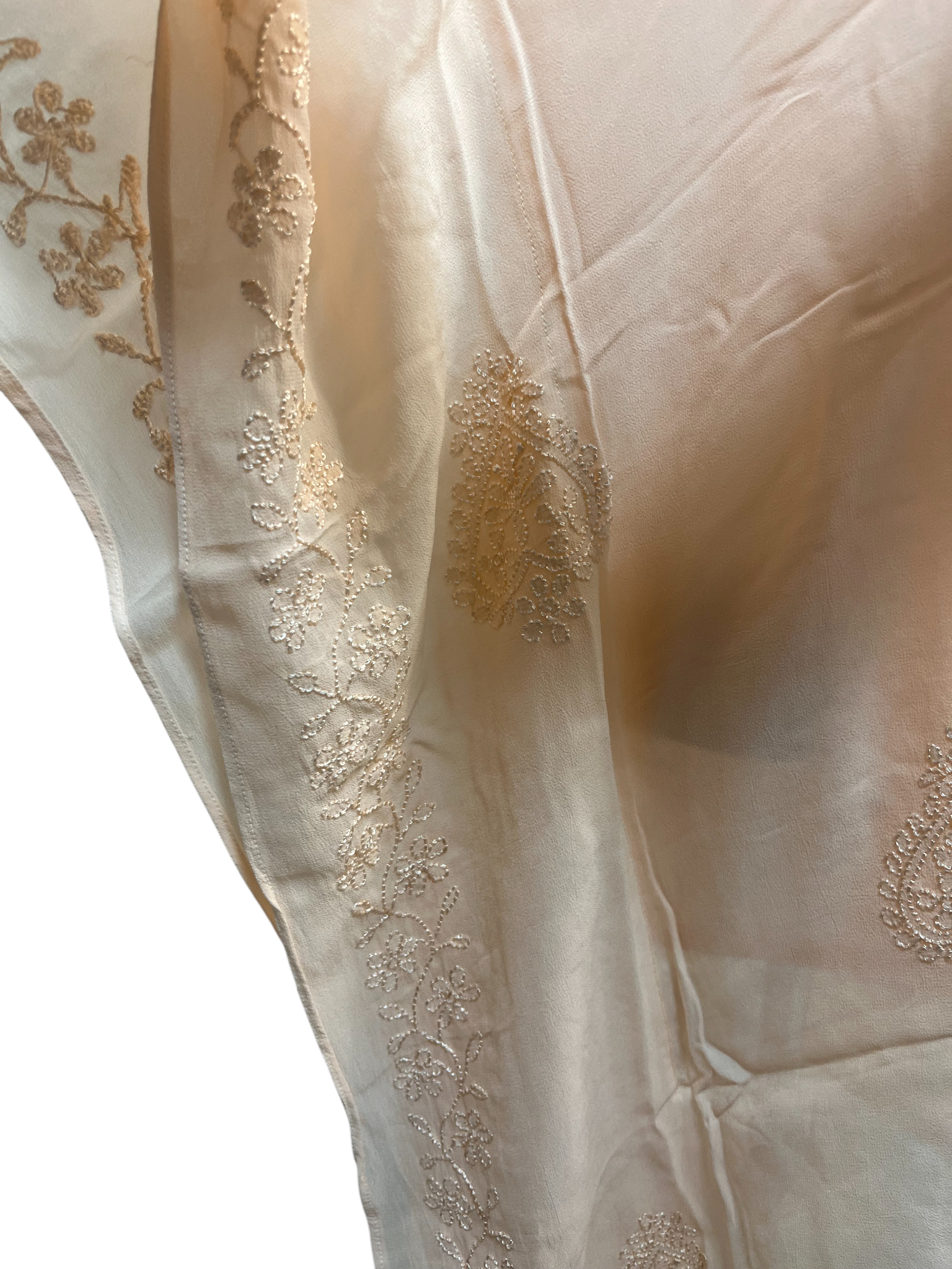 Peach Georgette Short Kaftan with Chikankari Embroidery - SHILVIKA