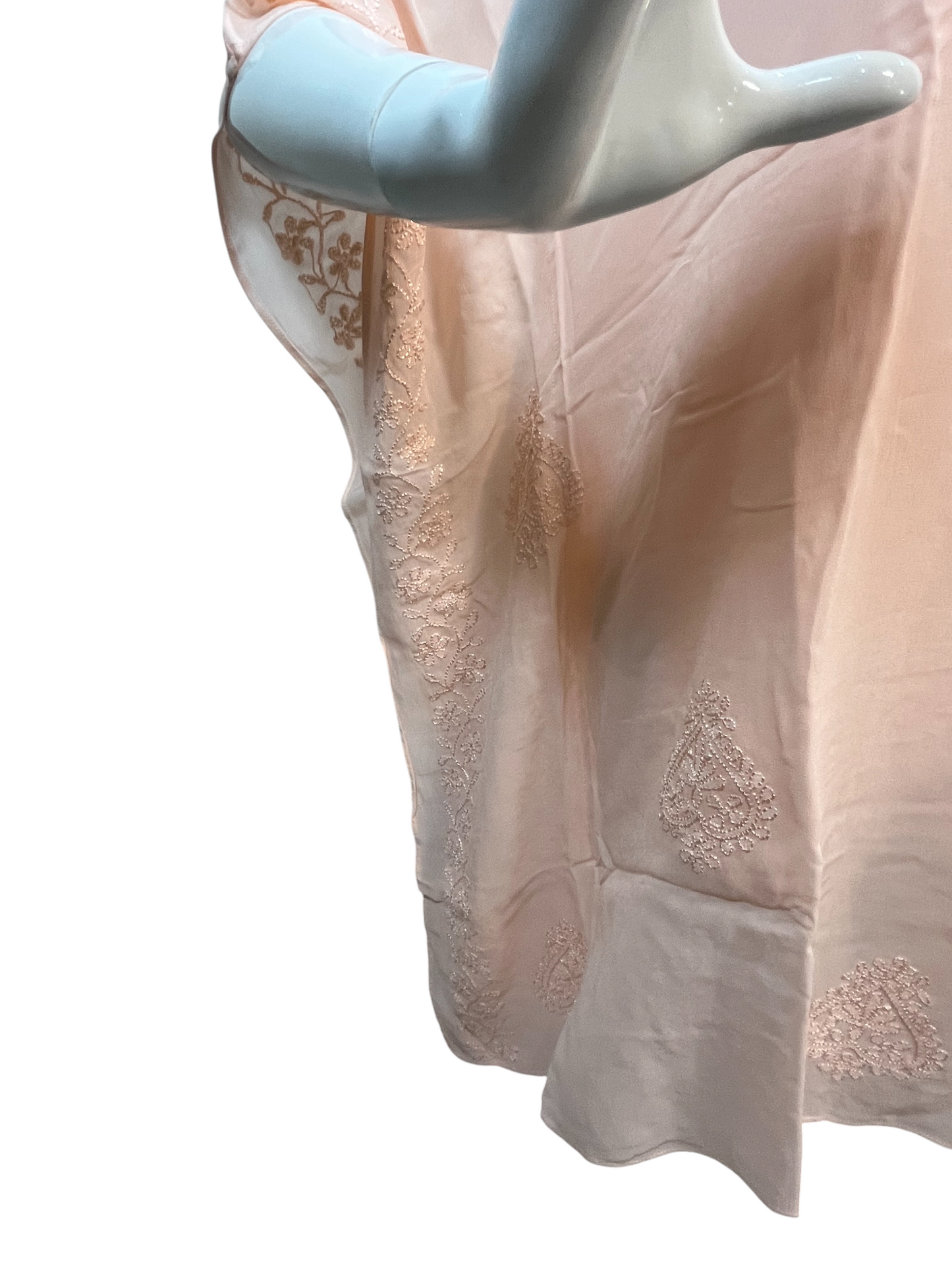 Peach Georgette Short Kaftan with Chikankari Embroidery - SHILVIKA