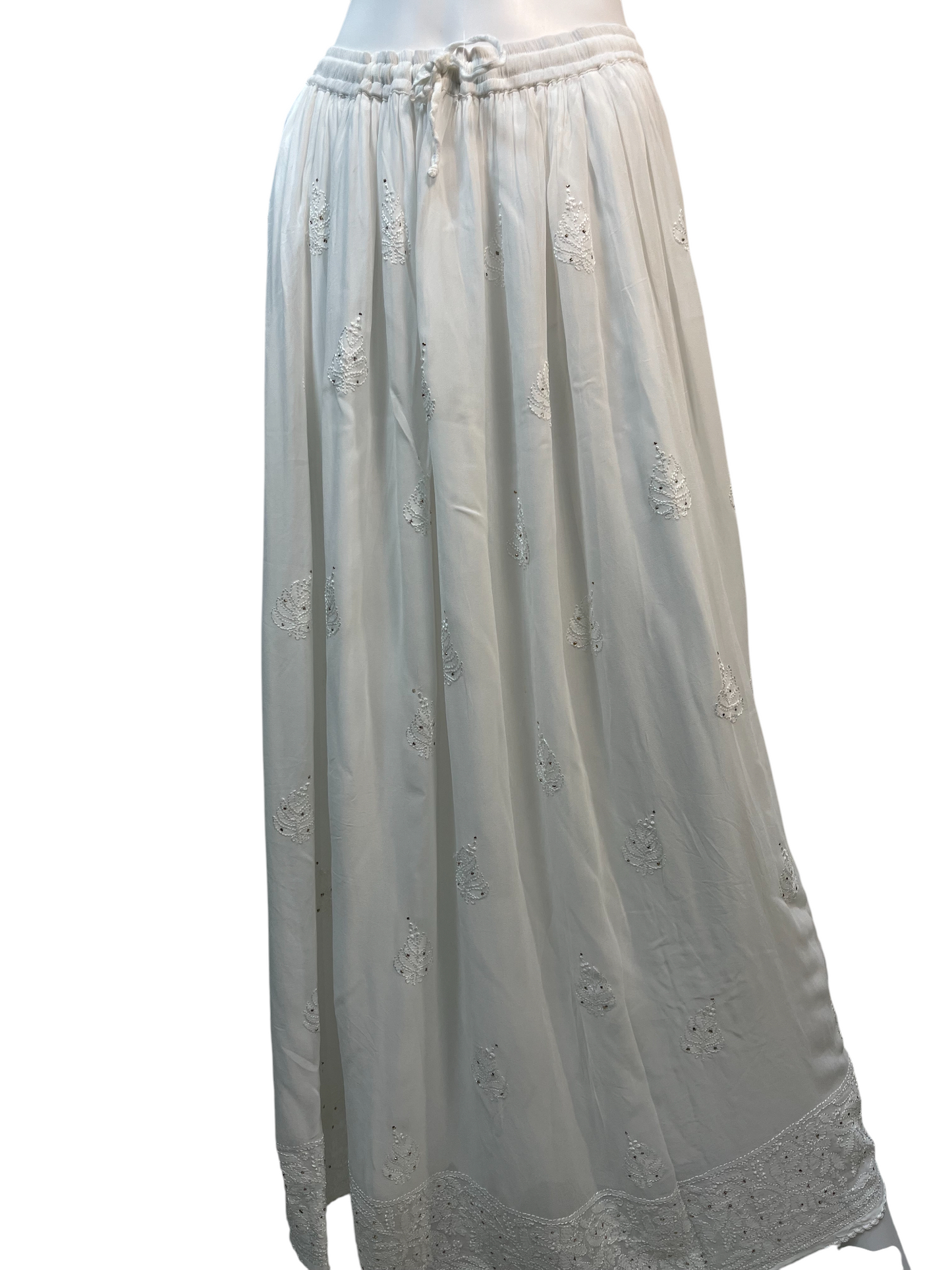 Chikankari Embroidered Long Skirt in Viscose Georgette - SHILVIKA