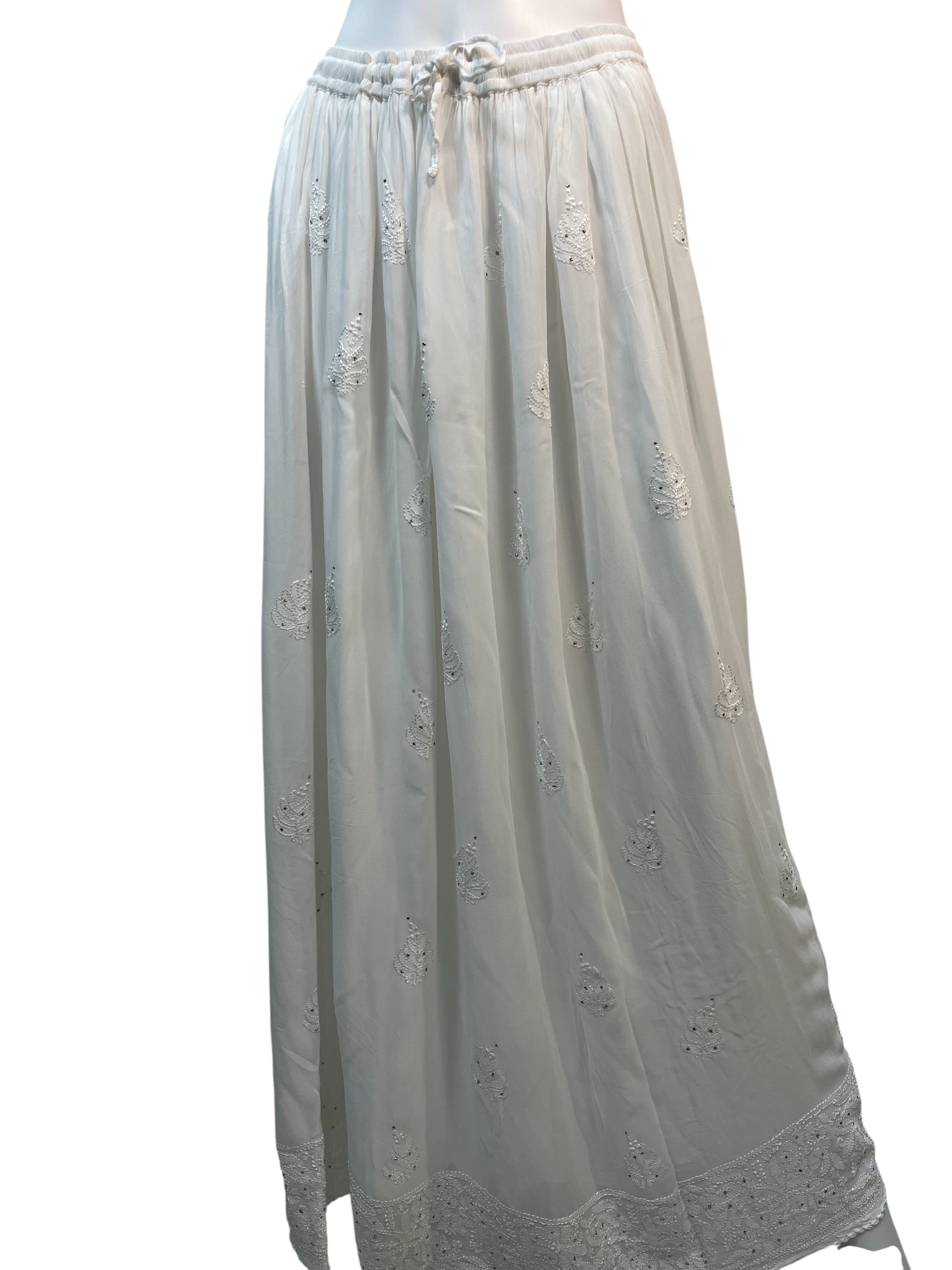 Chikankari Embroidered Long Skirt in Viscose Georgette - SHILVIKA