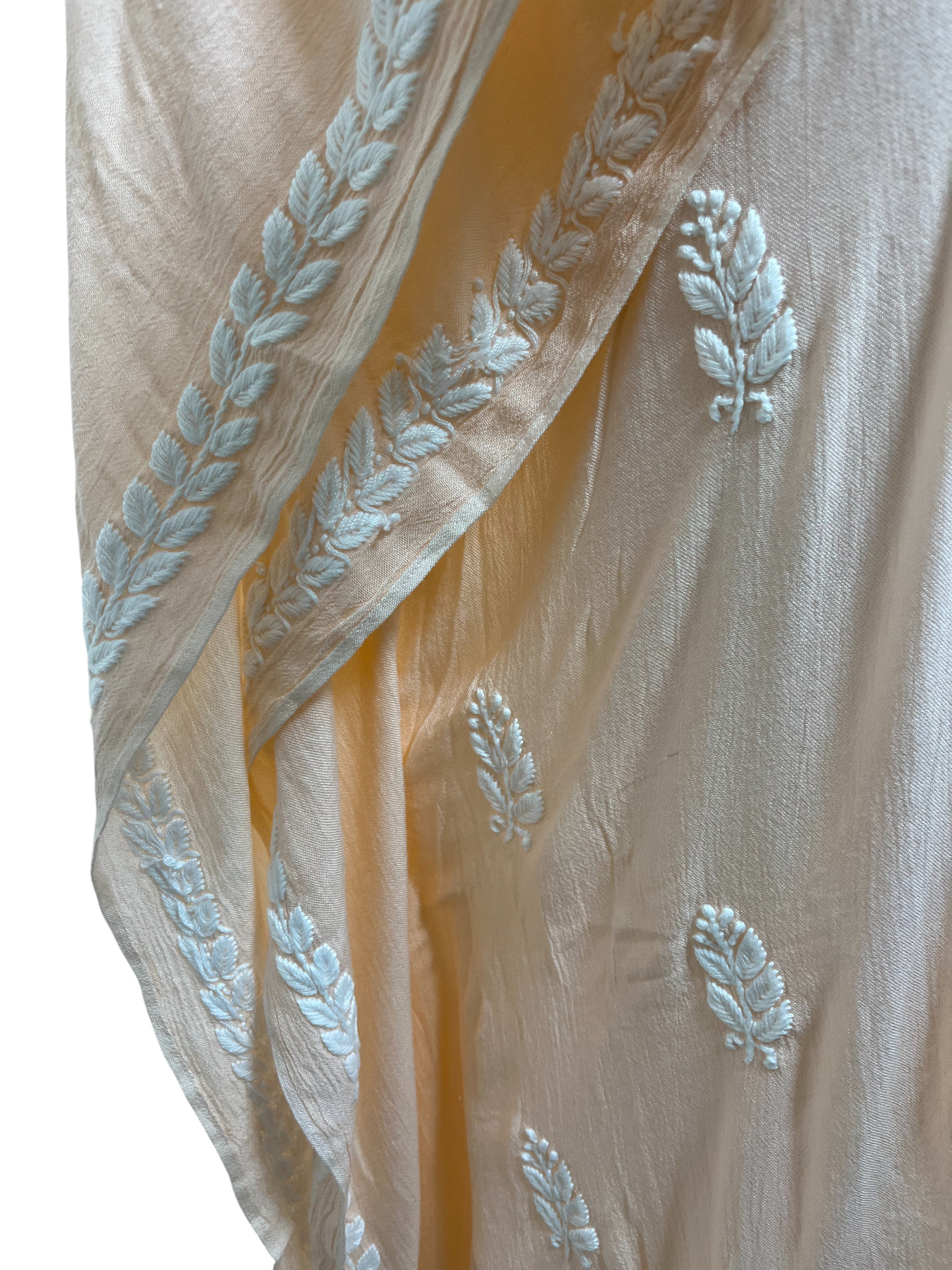 Peach Crush Rayon Kaftan with Intricate Chikankari Embroidery - SHILVIKA