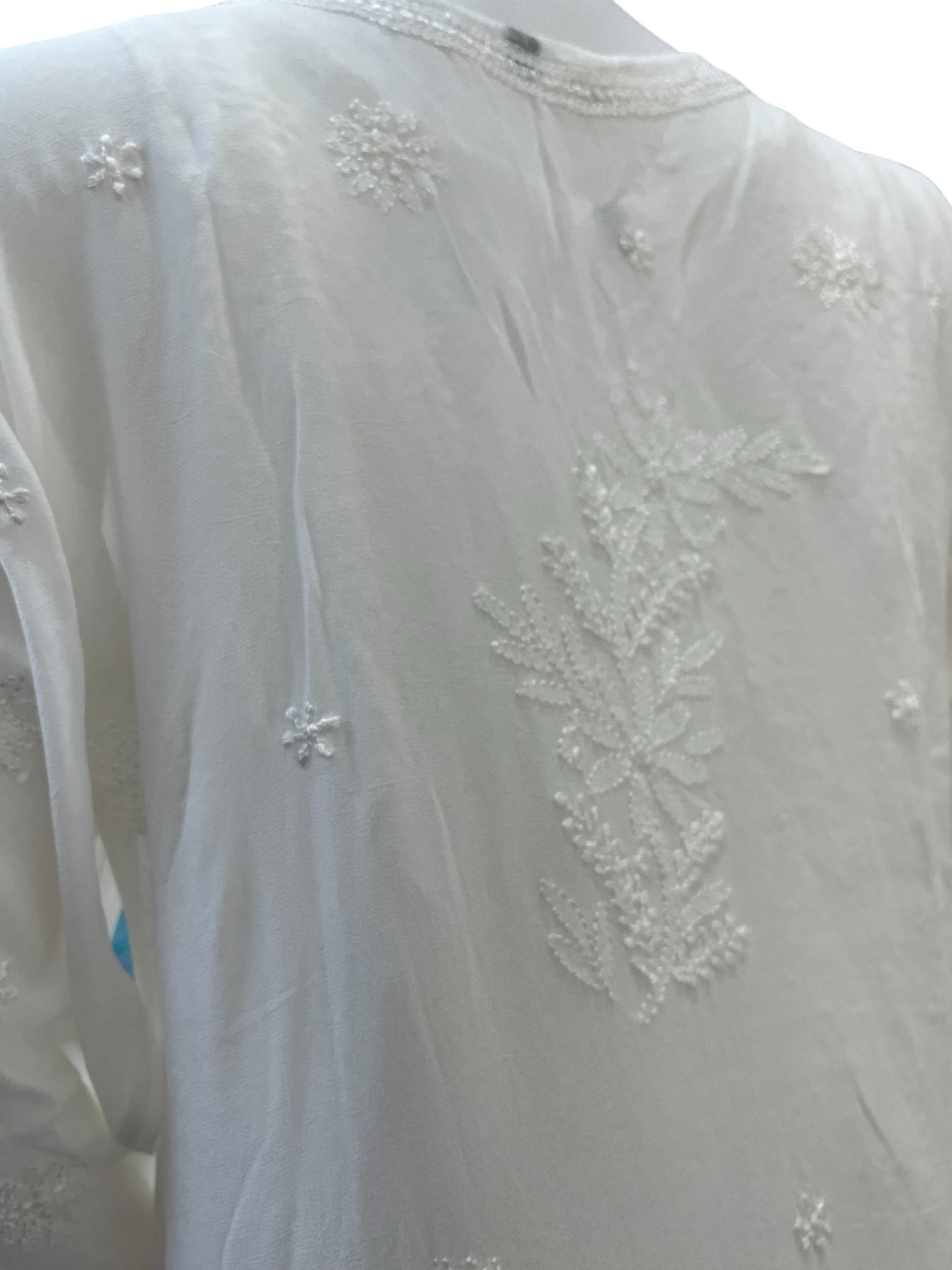 White Chikankari V-Neck Kurta Set with 6-Kali Gharara Plazo and Dupatta - SHILVIKA