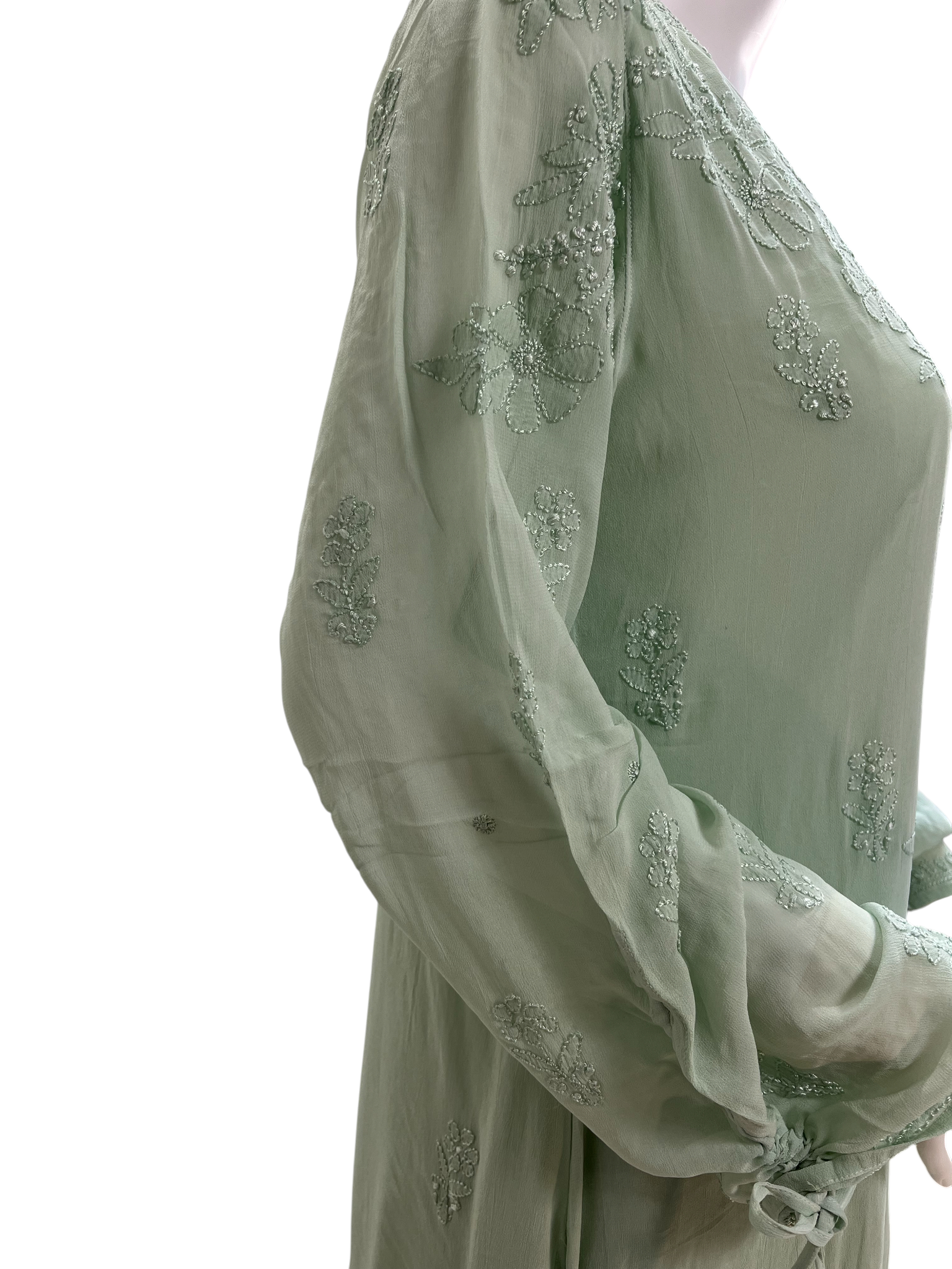Elegant Mint Green Chikankari-Style Embroidered Co-ord Set - SHILVIKA