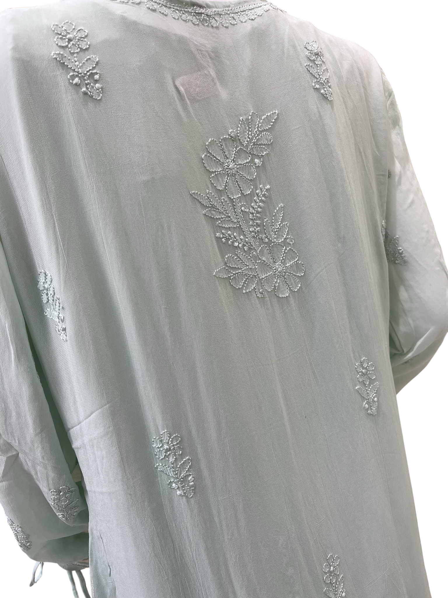 Elegant Mint Green Chikankari-Style Embroidered Co-ord Set - SHILVIKA