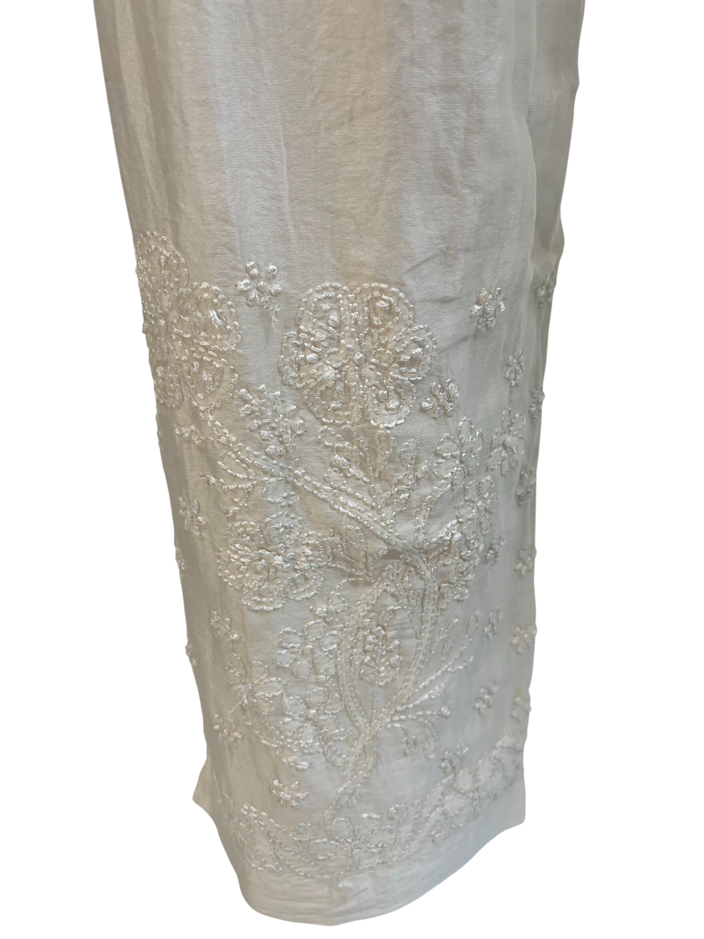 Ivory Chanderi Chikankari Shirt & Pant Co-ord - SHILVIKA