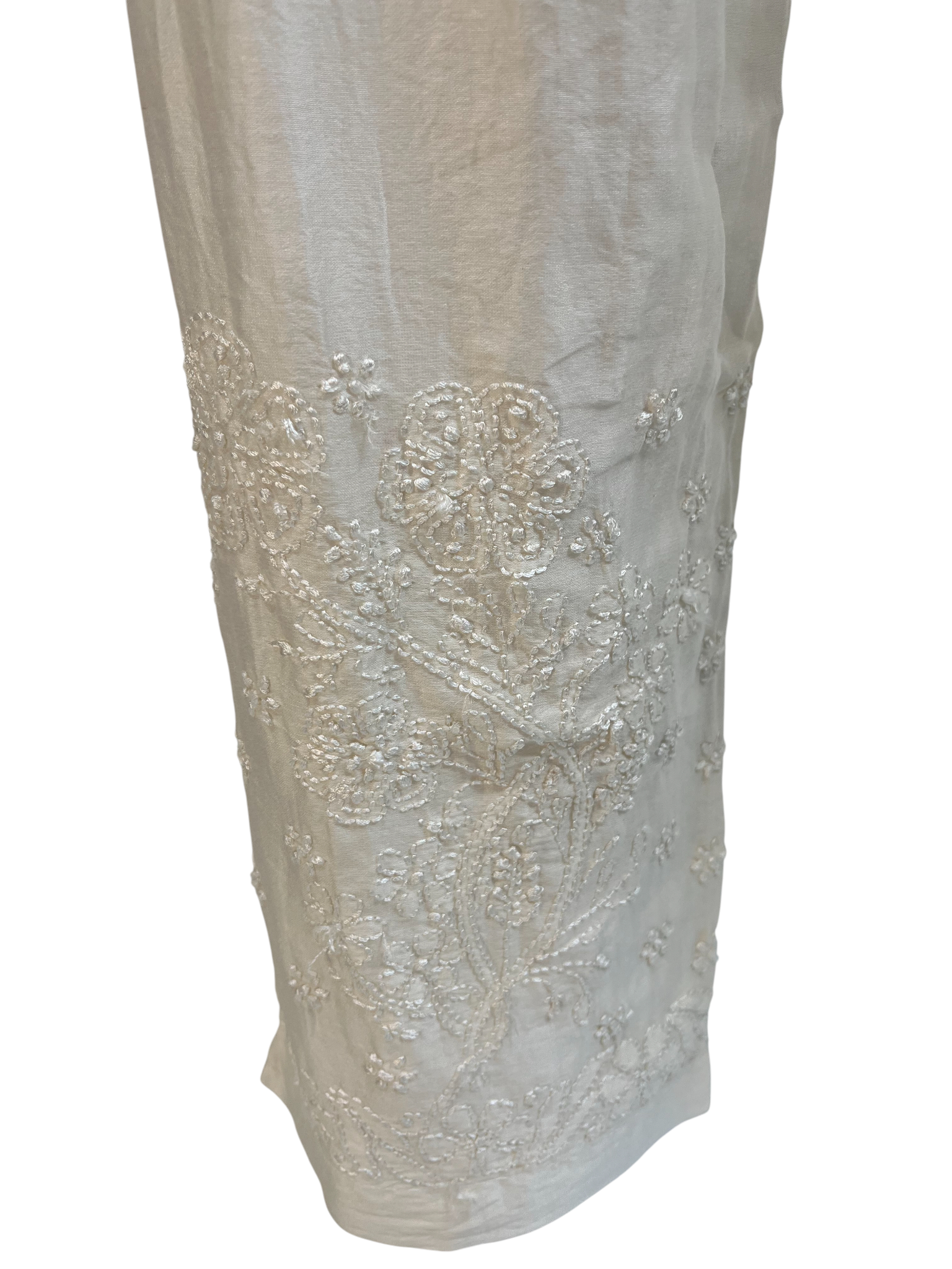 Ivory Chanderi Chikankari Shirt & Pant Co-ord - SHILVIKA