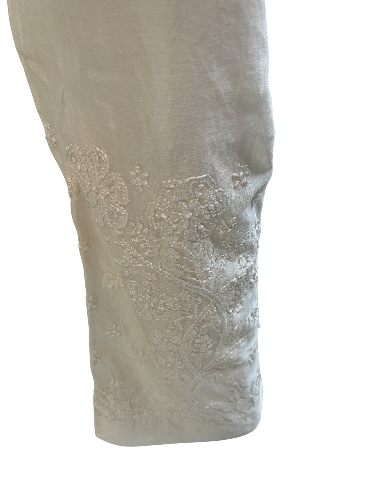 Ivory Chanderi Chikankari Shirt & Pant Co-ord - SHILVIKA