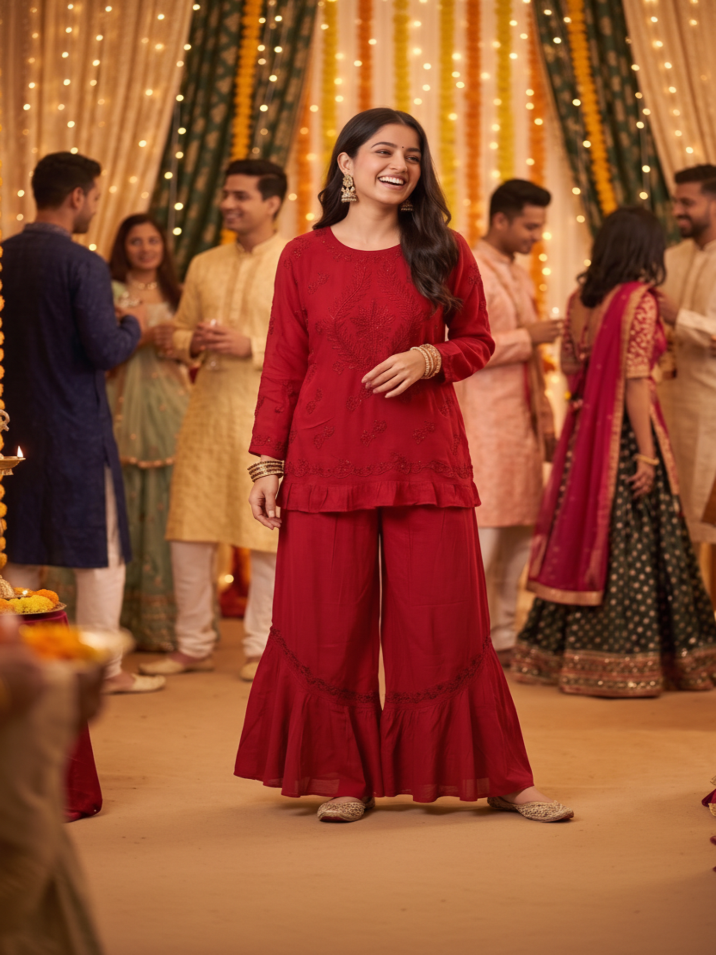 Chikankari Frill Co-Ord Set
