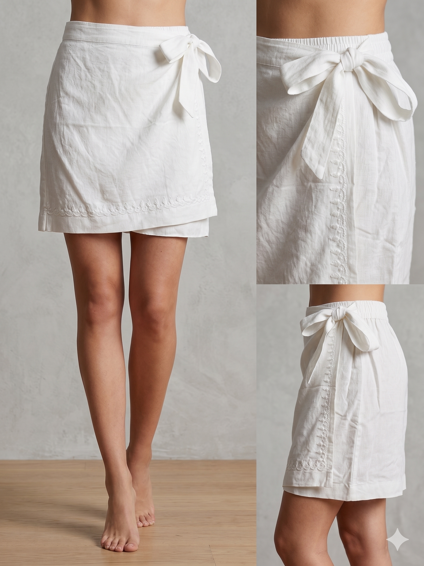 White Wrap Around Divided Skort - SHILVIKA