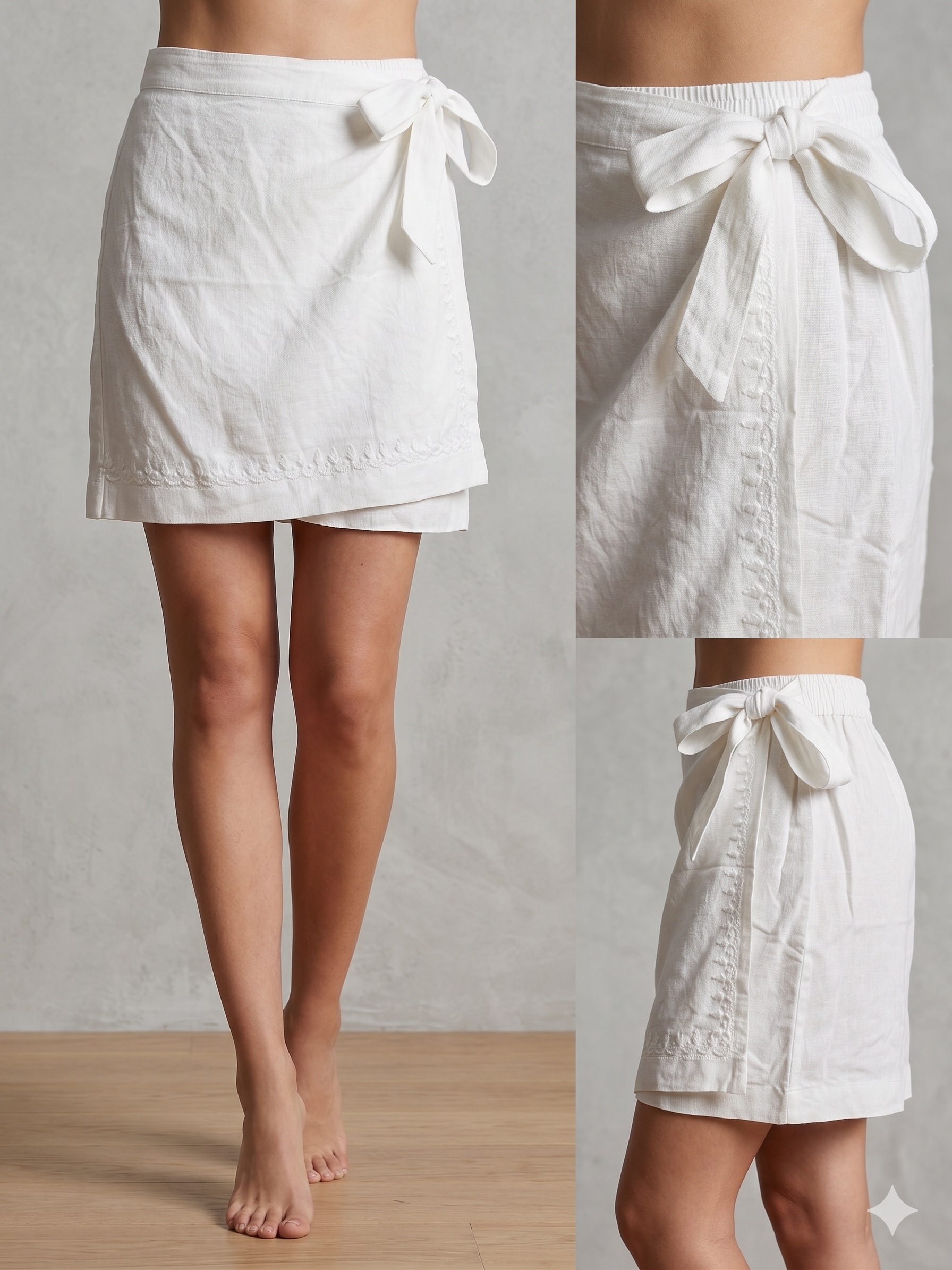 White Wrap Around Divided Skort - SHILVIKA